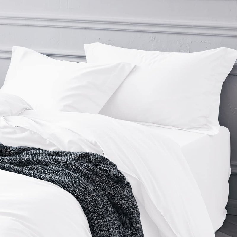 BEDSUM 100% Brushed Microfiber Standard Pillow Shams Set of 2, Super Soft and Cozy, Wrinkle, Fade, Stain Resistant 20x26 Oxford Pillowcases, 20x26 Inches, White - Image 3